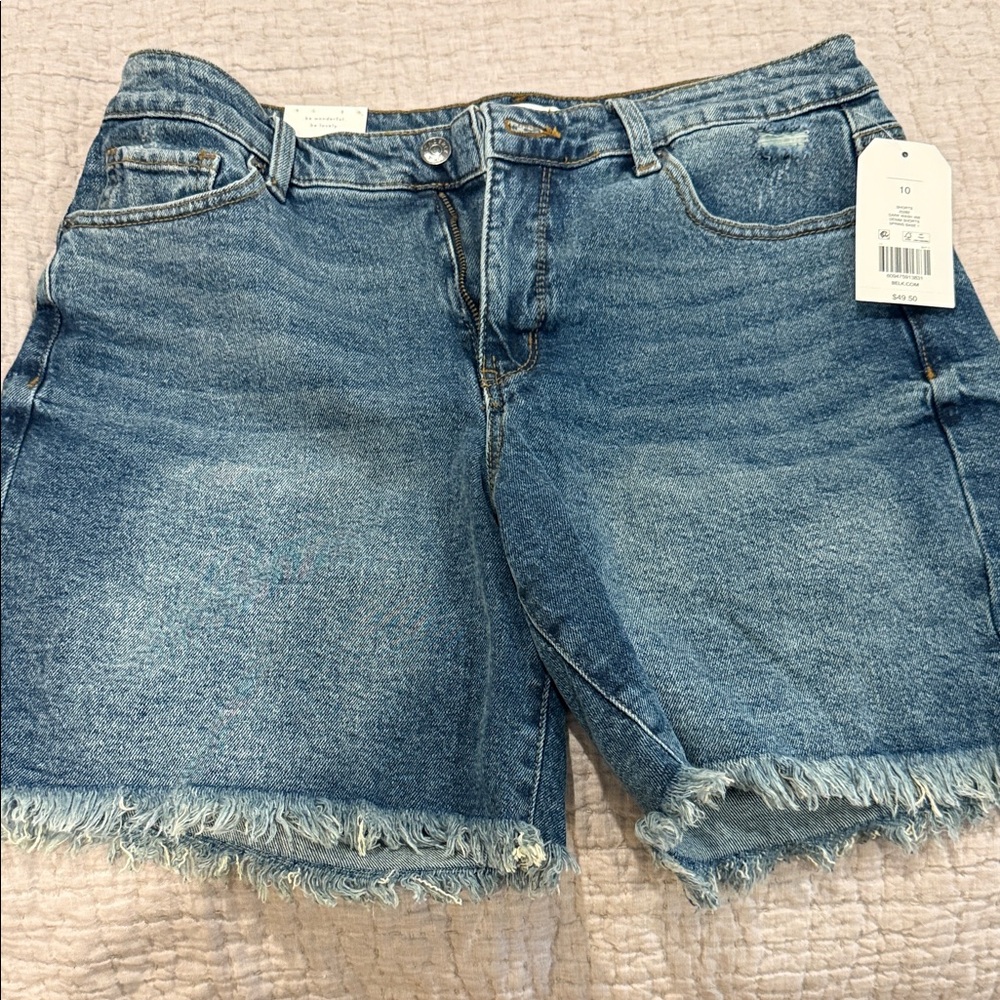 Denim Frayed Hem Shorts Wonderly Belks
